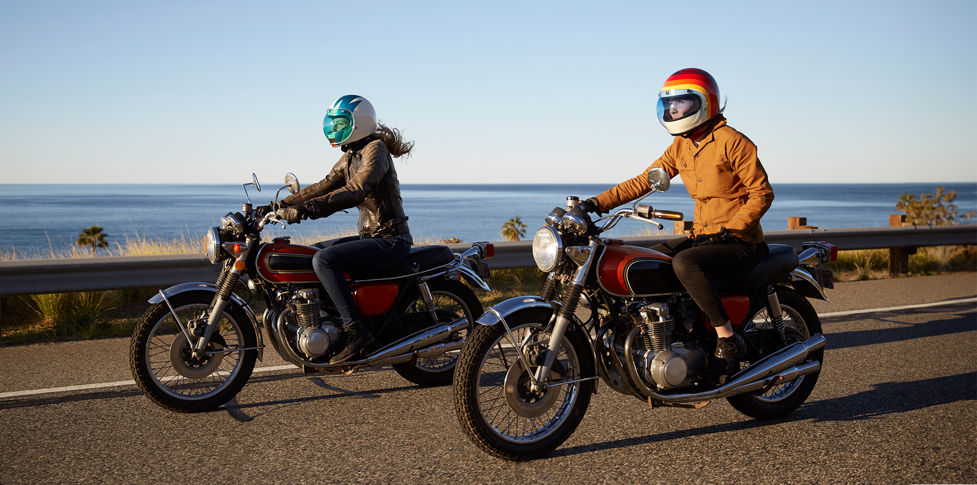 two motorcycles riding